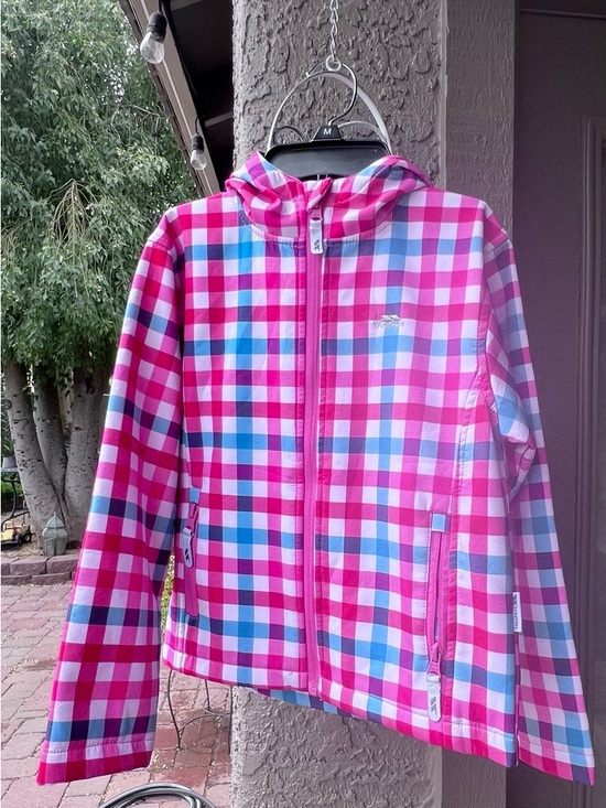 Trespass Other - Trespass Pink, Blue & White Plaid Zip Jacket with Hood & Pockets